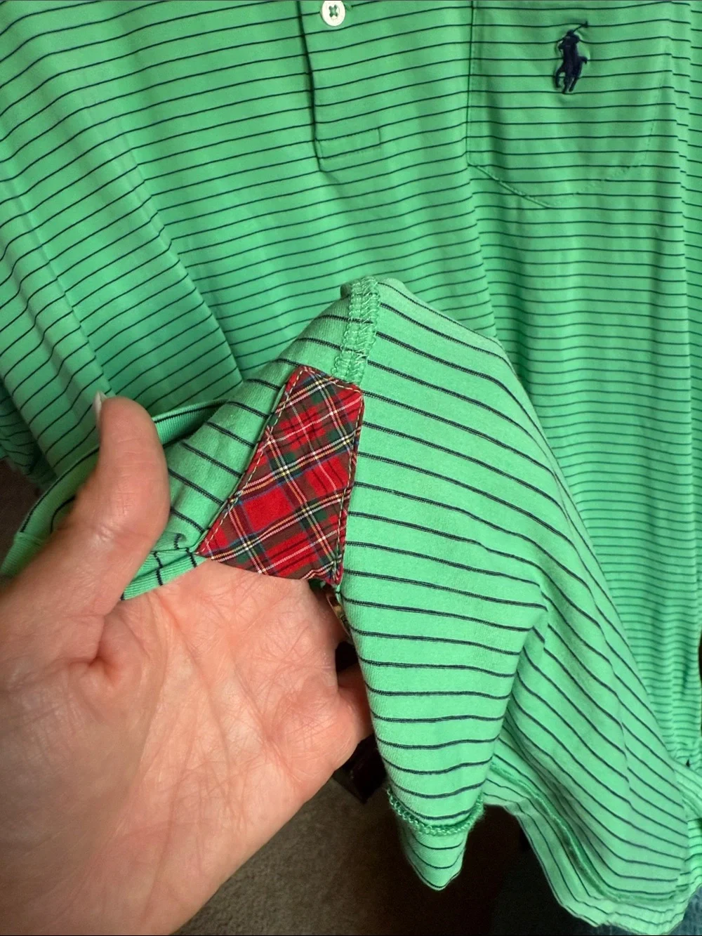 Polo Golf by Ralph Lauren Mint Green Thin-Striped Pocket Polo